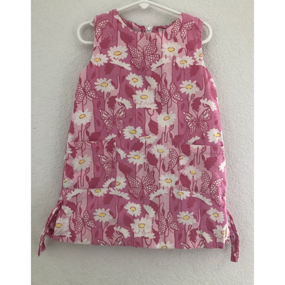 Lilly Pulitzer Size 4 White Label Pink Butterfly Shift Dress